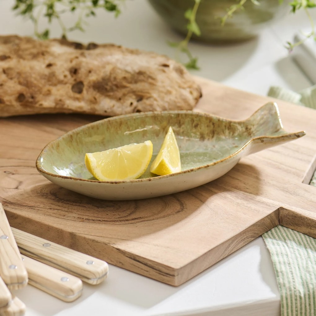 Ib Laursen Kameninová miska Ocean Green Fish