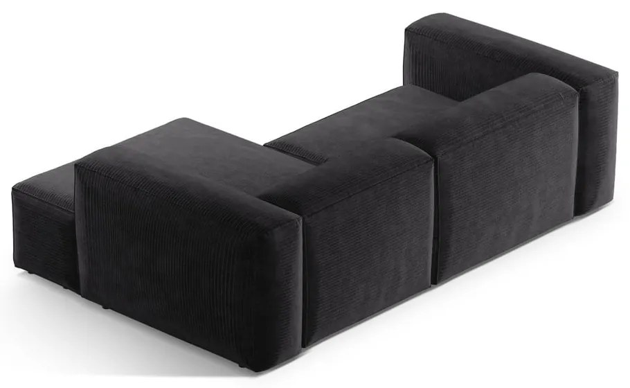 Tmavosivá menčestrová rohová pohovka (pravý roh/s leňoškou) Bergamo – Cosmopolitan Design