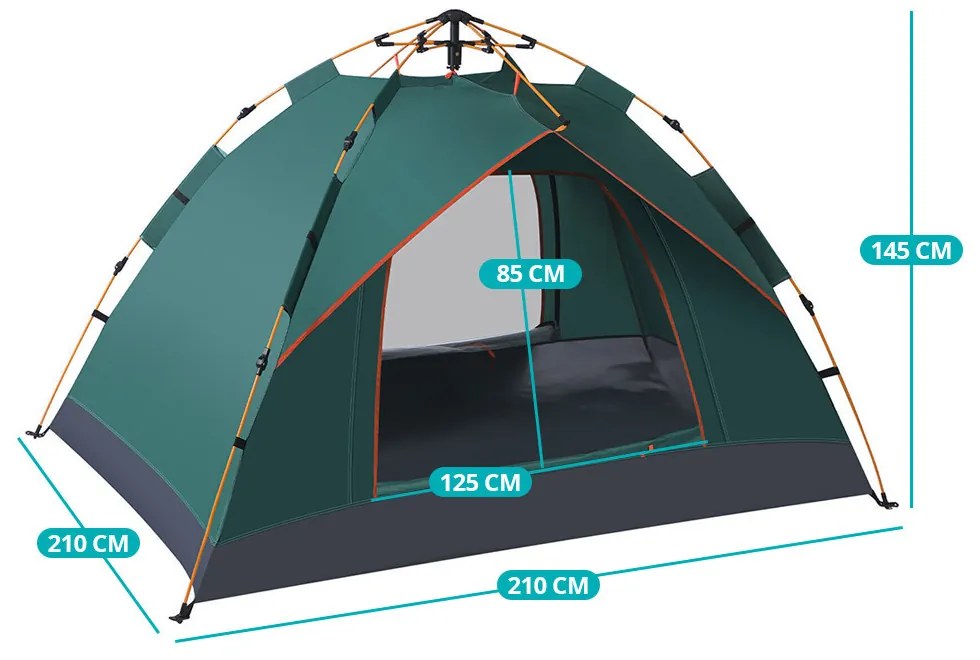 Zelený stan pre 3 osoby 2x2x1,35m