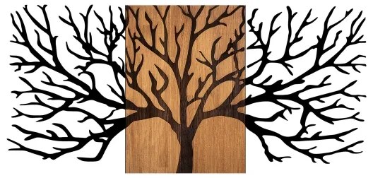 Nástenná dekorácia 150x70 cm strom drevo/kov