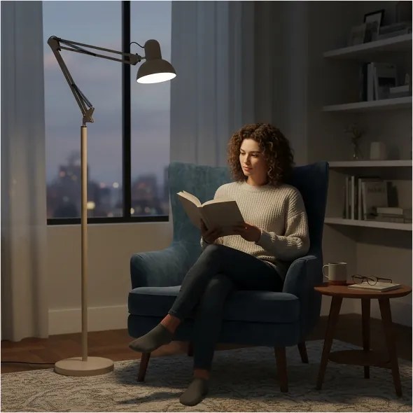 Brilagi - Flexibilná stojacia lampa TASKER 1xE27/60W/230V 184 cm béžová