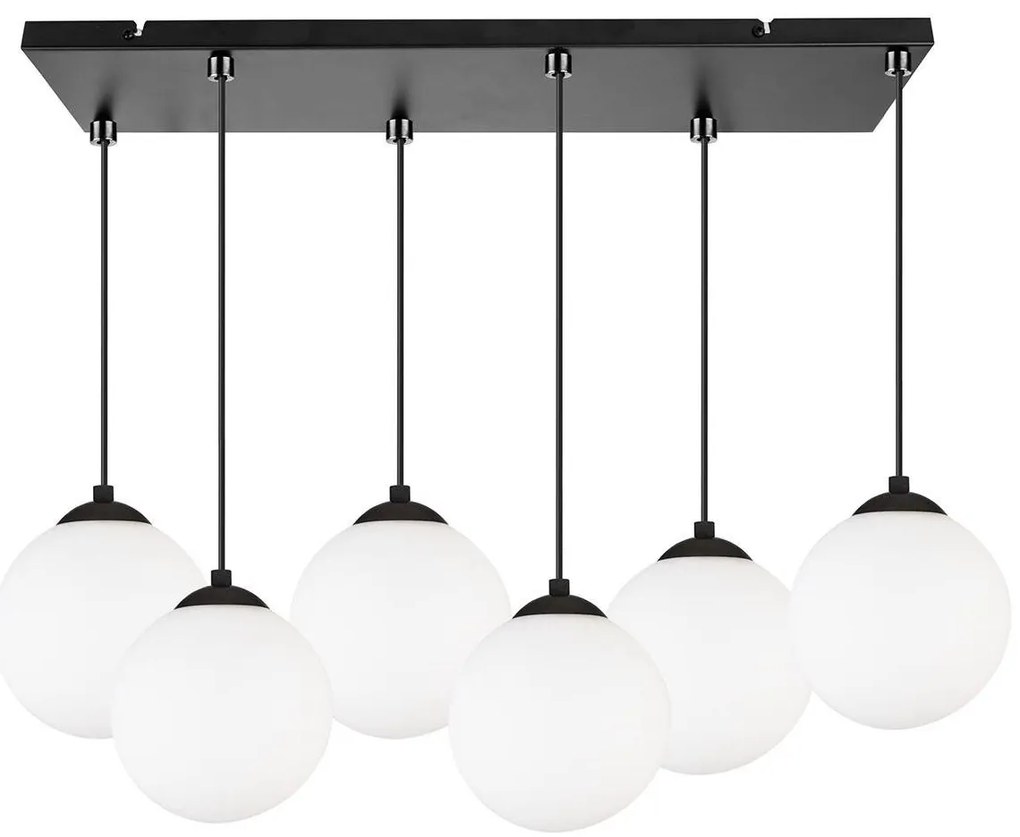 Závesné svietidlo Florence, 6x biele sklenené tienidlo, (výber z 3 farieb uchytenia)