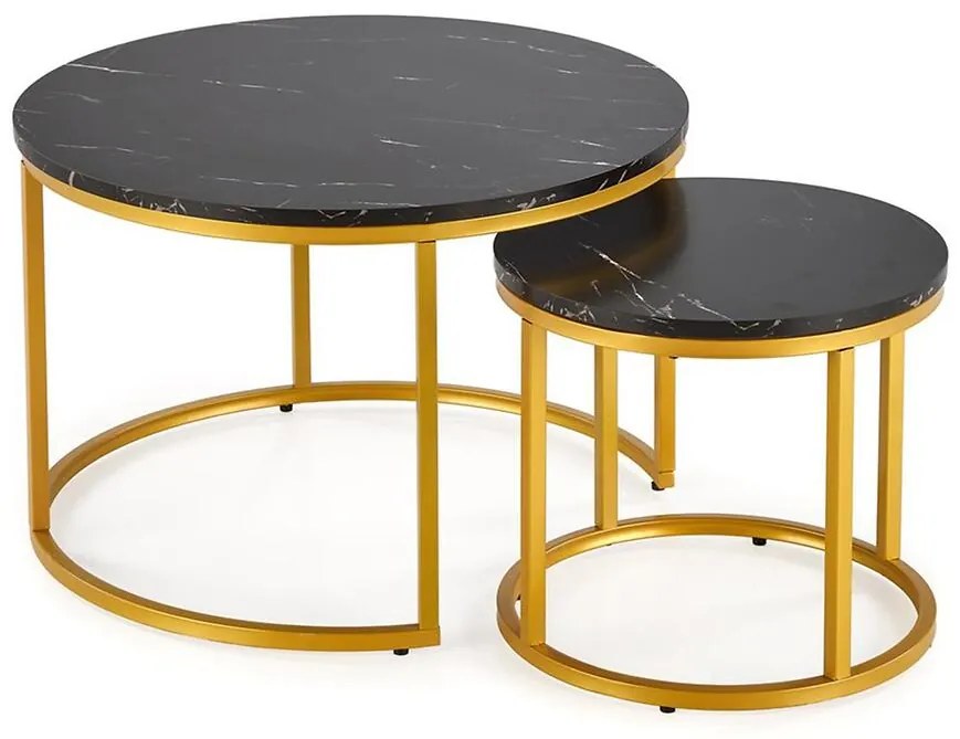 Konferenčný stolík Paola čierna mramor/zlatá