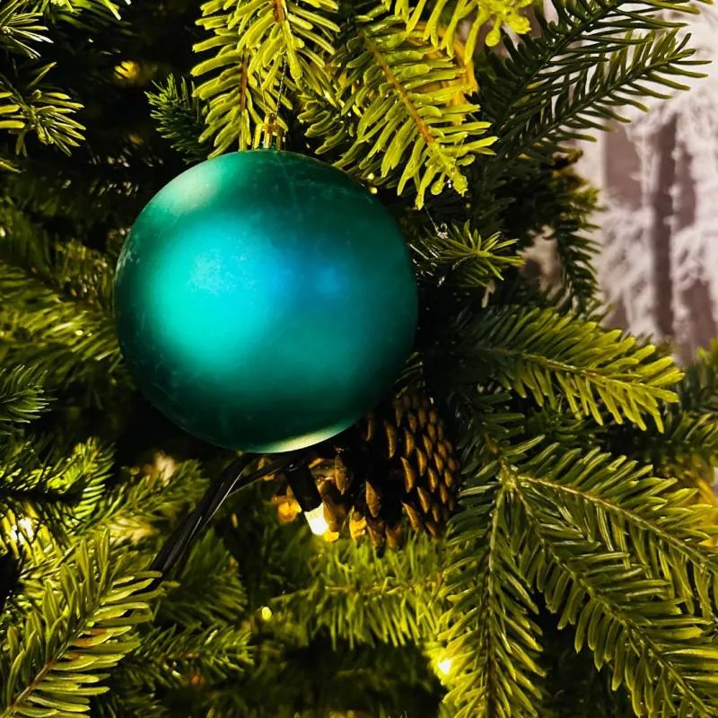 DECOLED Vianočné ozdoby - sada plastových guľôčok 24 ks, d.6 cm, pávia zelená, 12x matná, 12x lesklá