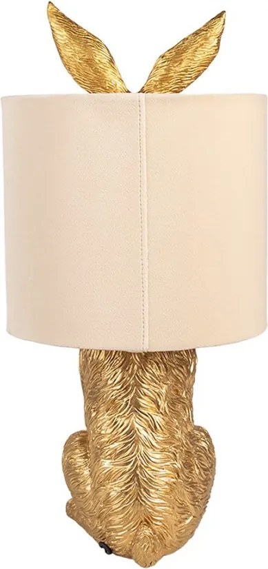 Zlatá stolná lampa králik s béžovým tienidlom Rabbi - Ø 20*43 cm