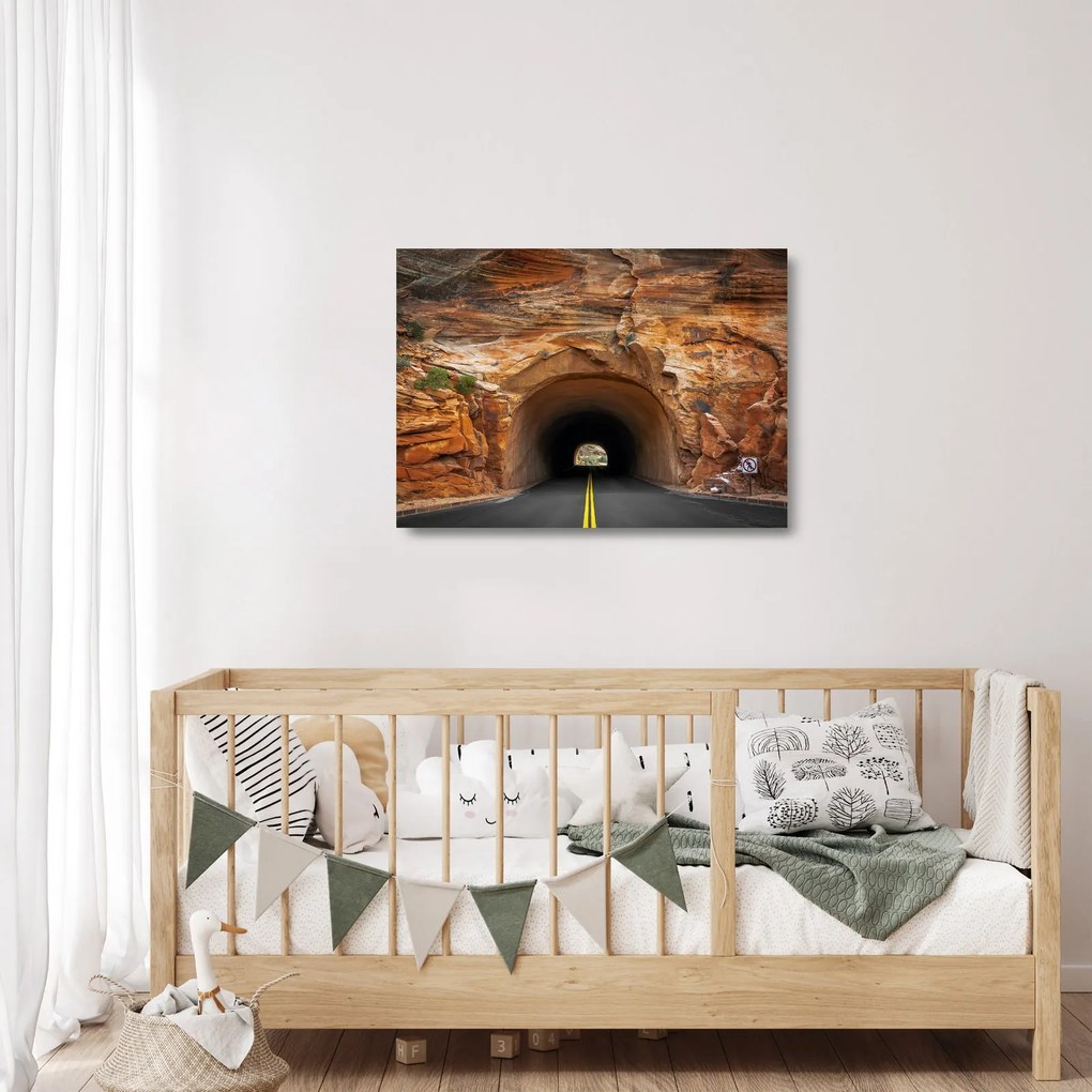 Sklenený obraz - tunel v skale (70x50 cm)