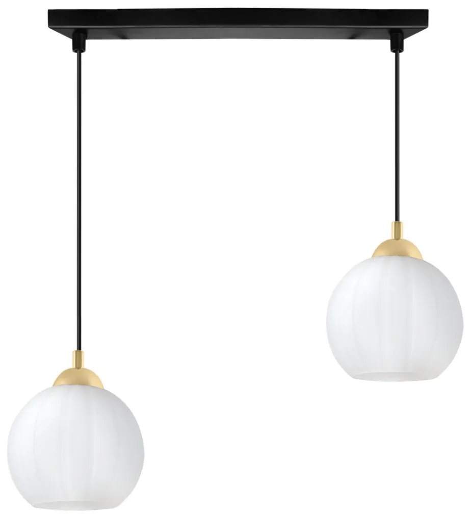 Závesné svietidlo Costa, 2x biele sklenené tienidlo, b/g