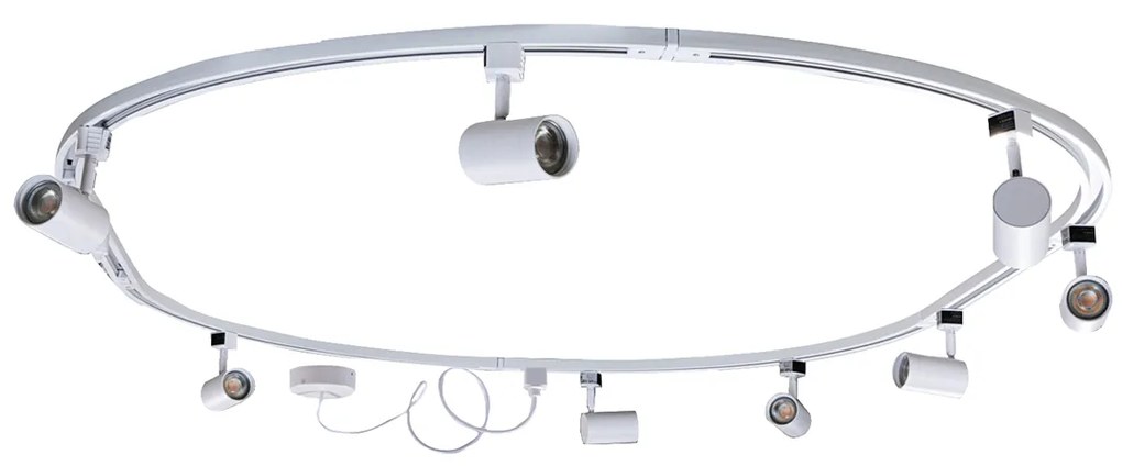 Moderný koľajnicový systém s 8 reflektormi biely 1-fázový oválny 200 cm - Iconic Jeana