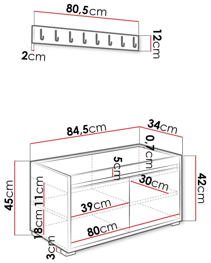 Nábytok do predsiene Kendora 80 (s 12 ks. čalúnených nástenných panelov Pazara 40x30) (manila 11). Vlastná spoľahlivá doprava až k Vám domov. 1054007