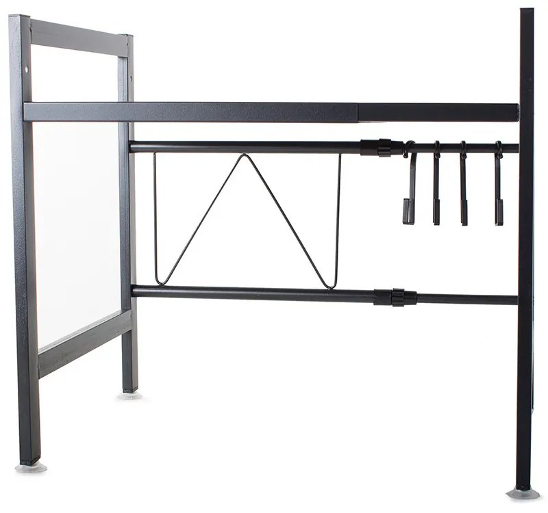 eCarla Stojan na mikrovlnku, polička s nastaviteľnou šírkou 37-65cm, čierny kov