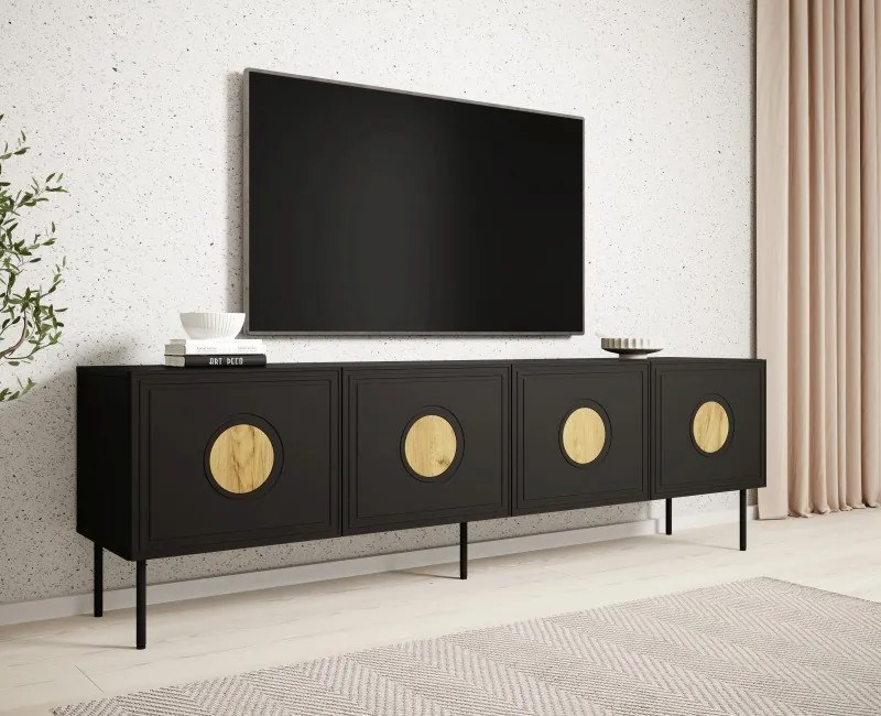 Televizní stolek Palazzo 200 cm černý/dub craft