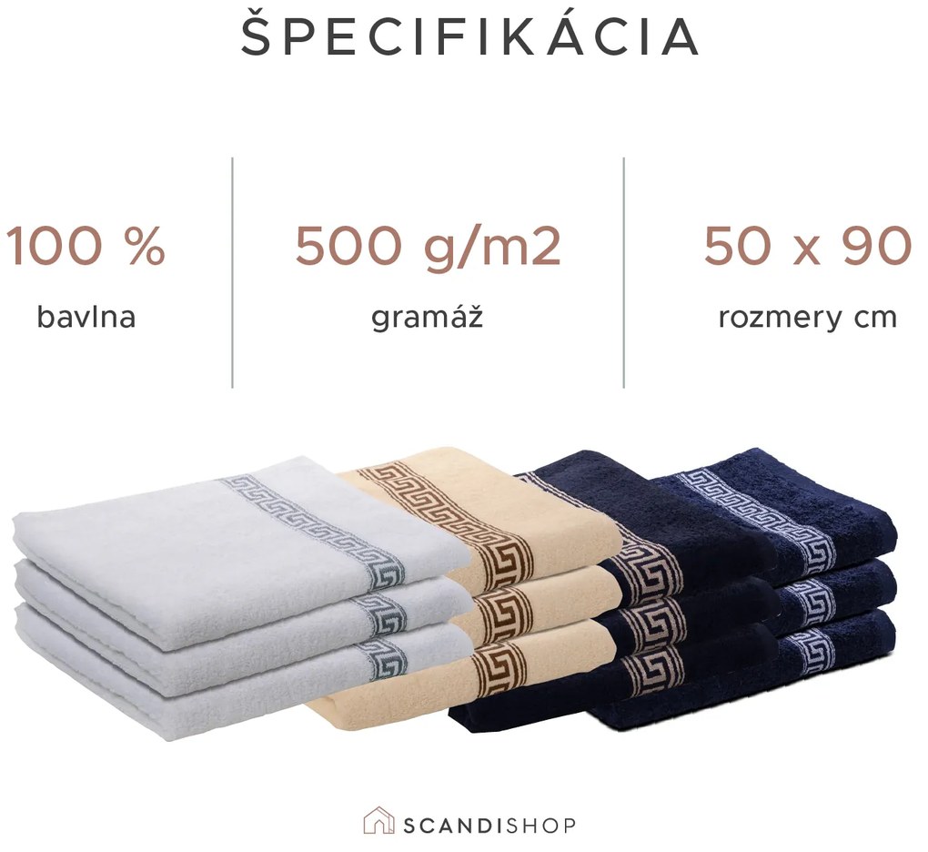 Uterák GREEK 50 x 90 cm čierny, 100% bavlna