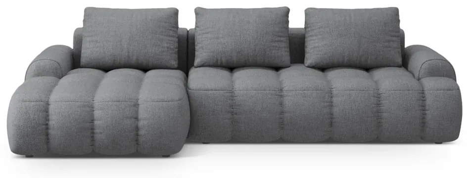 Sivá rozkladacia/s úložným priestorom rohová pohovka (ľavý roh/s leňoškou) Linz – Cosmopolitan Design