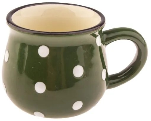 hrnček keramický s bielymi bodkami zelený 75ml