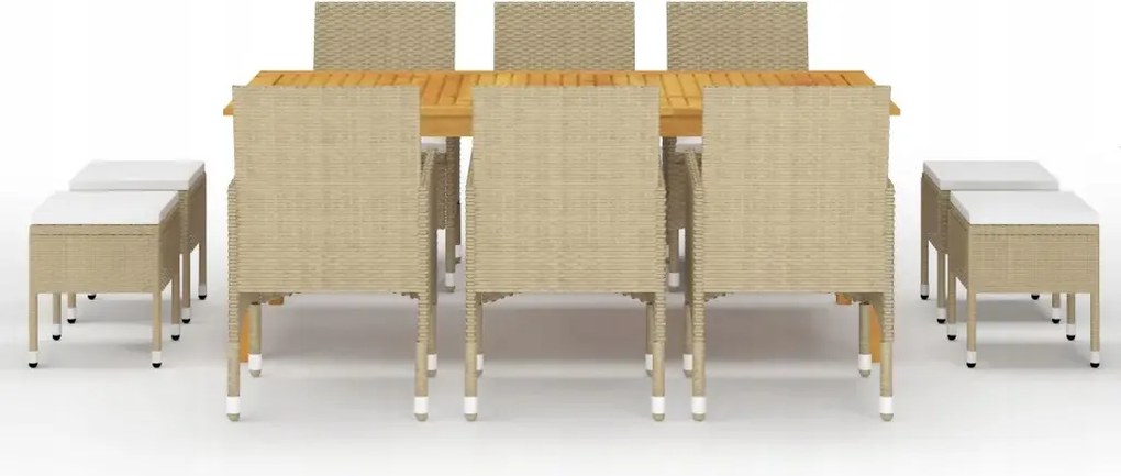 vidaXL 11-dielna sada záhradného nábytku, béžová