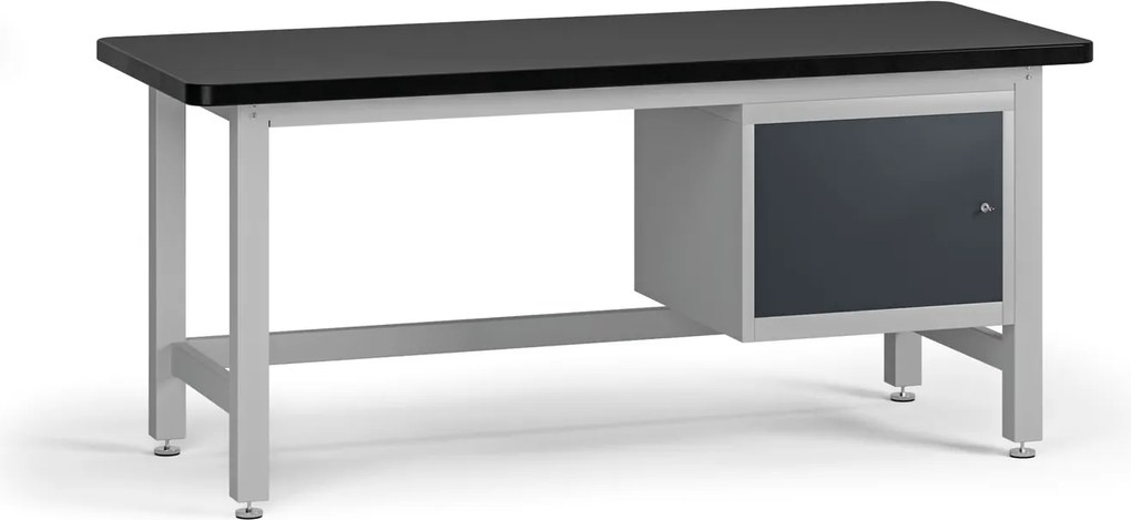 Pracovný stôl do dielne G4 so závesnou skrinkou na náradie, MDF + PVC doska, 1800 x 750 x 800 mm, grafit