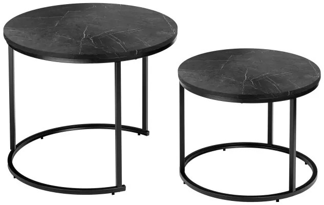 Sada 2 konferenčných stolíkov GALEN čierny mramor