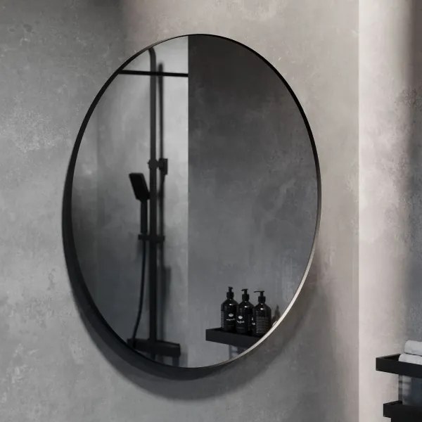 Kúpeľňové zrkadlo BORGSTED pr. 80 cm čierne