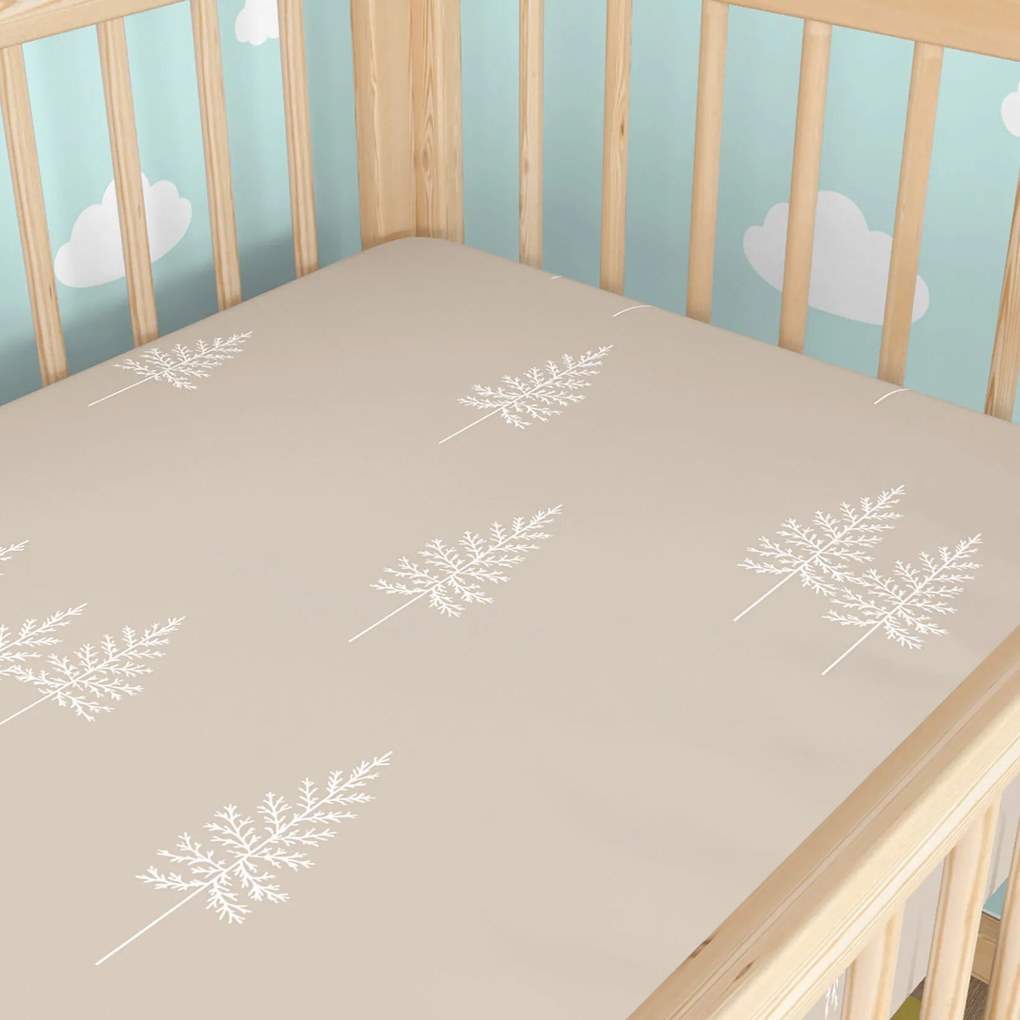 Goldea vianočná bavlnená napínacia plachta do detskej postieľky - severské stromčeky 60 x 120 cm