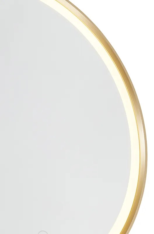 Okrúhle zrkadlo do kúpeľne 50 cm zlaté vrátane LED s dotykovým stmievačom - Miral