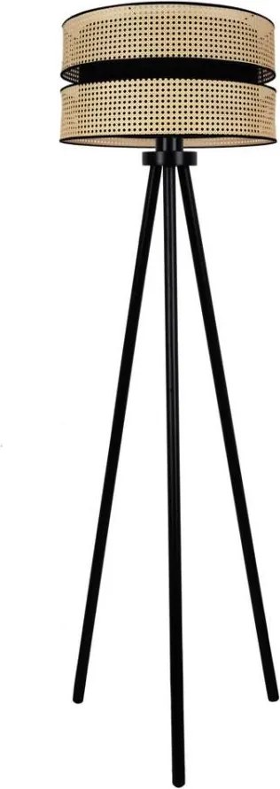 Duolla - Stojacia lampa DUO 1xE27/15W/230V pr. 40 cm ratan/čierna