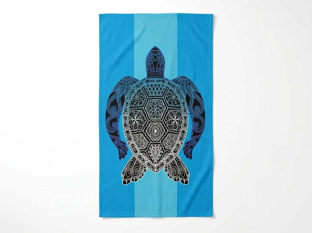 Rýchloschnúca XXL plážová osuška SHELL GEM modrá 150 x 210 cm, 100% mikrovlákno