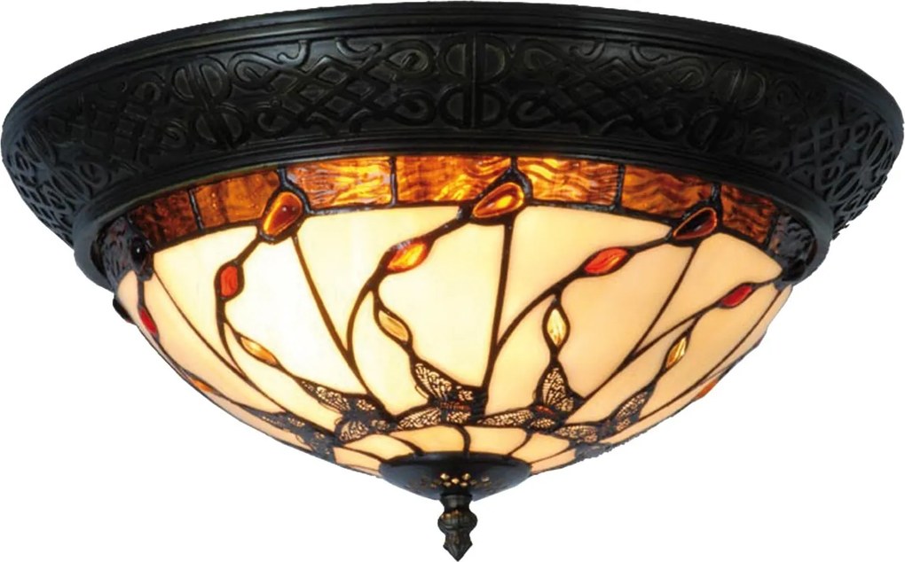 Stropné svetlo Tiffany Nature - Ø 38 * 19 cm 2x E14 / max 40W
