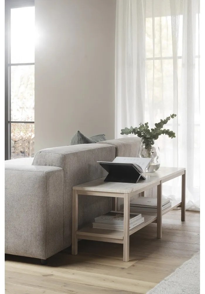 Biely konzolový stolík s doskou z kameňa 140x40 cm Orwel - Rowico