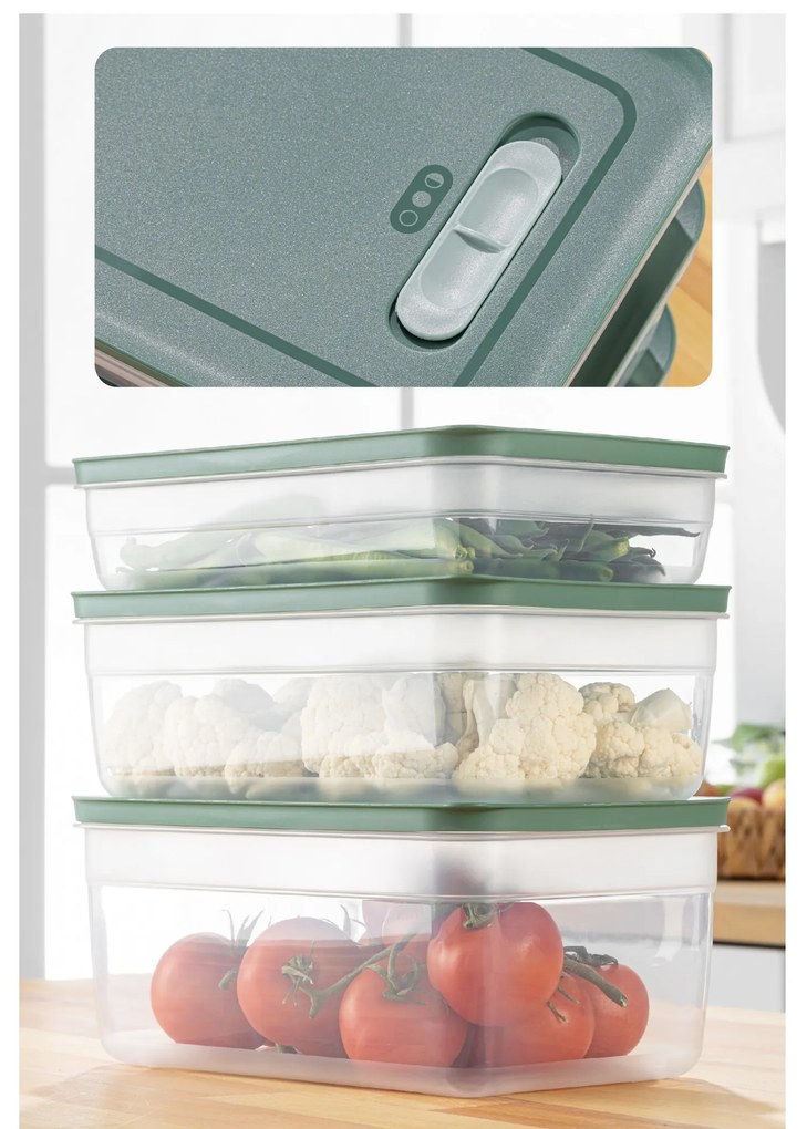 Sada 3 ks potravinových boxov HUL zelená