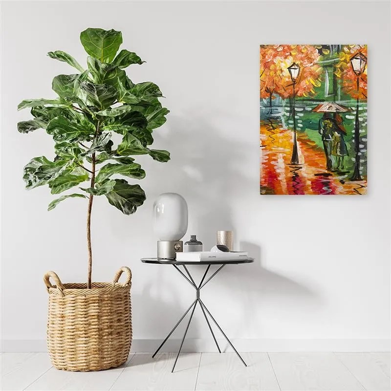 Gario Obraz na plátne Daždivá jeseň na ceste s lampášmi Rozmery: 40 x 60 cm, Prevedenie: Obraz na plátne