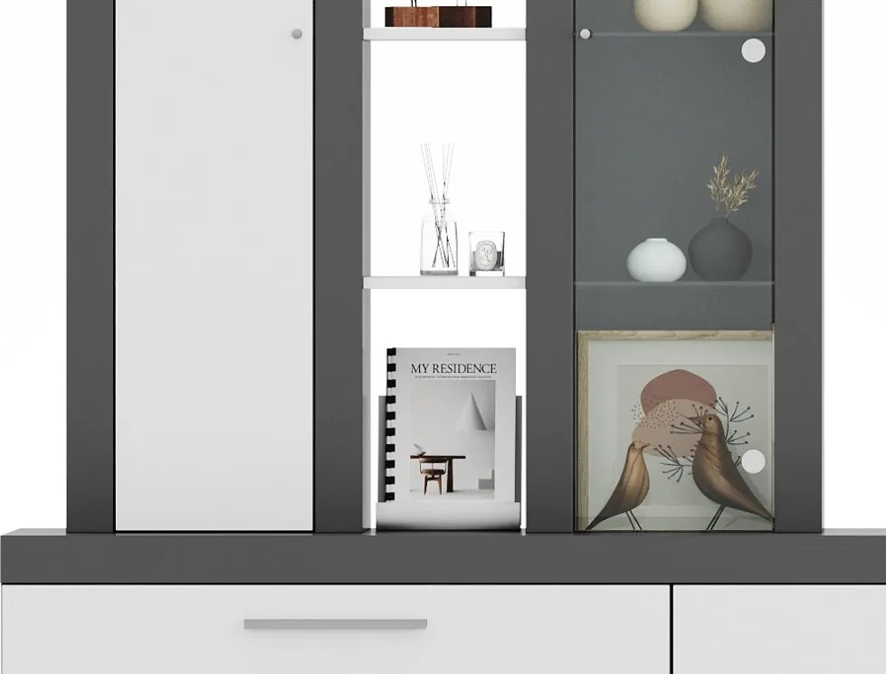 Obývacia stena Orion, antracit/biela