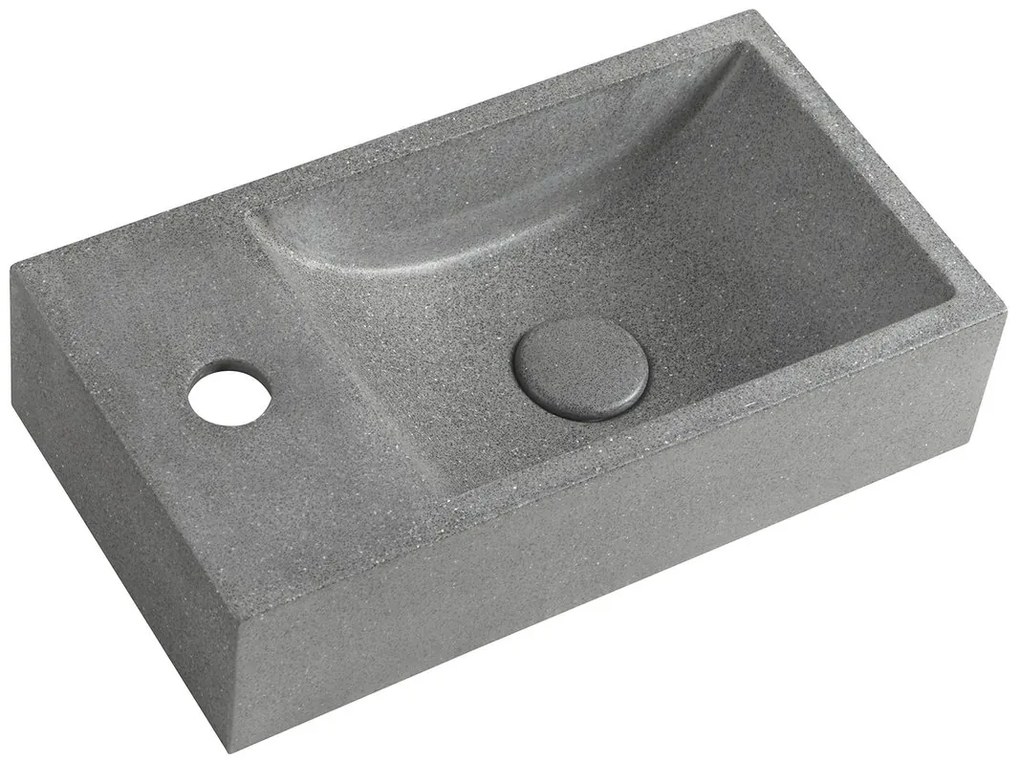 Sapho, CREST L betónové umývadlo vrátane výpusti, 40x22 cm, čierny granit, AR403