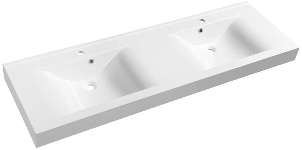 Sapho Sapho, FLAVIA dvojumývadlo 160x50cm, liaty mramor, biela, 68164