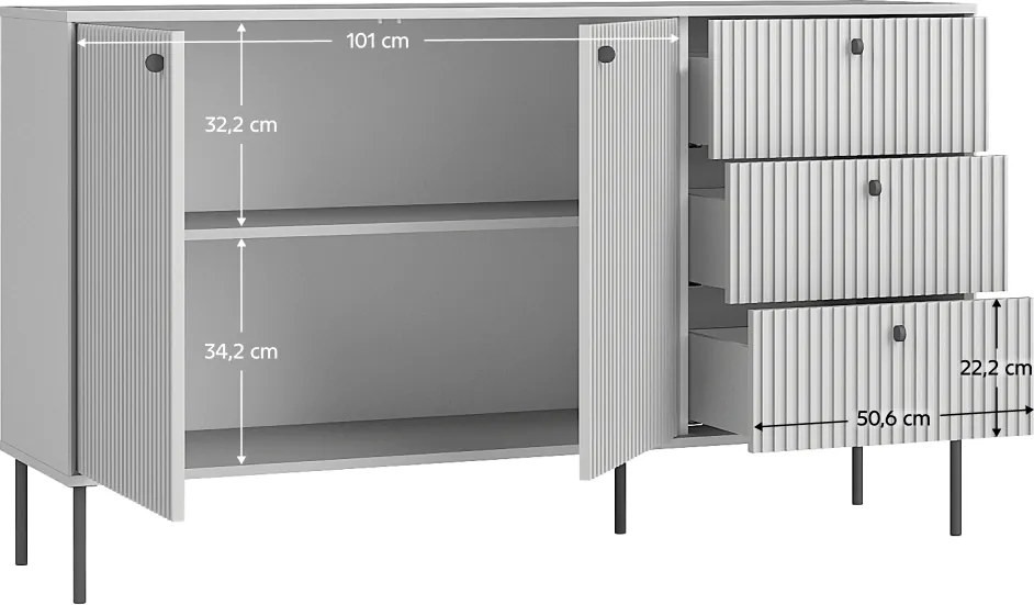 Komoda ARIS 2D3S, sivá
