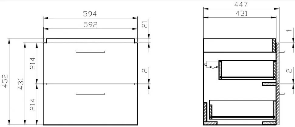 Cersanit Lara City 60, SET skrinka + umývadlo, 594x447x460 mm, šedá lesklá, S801-216-DSM