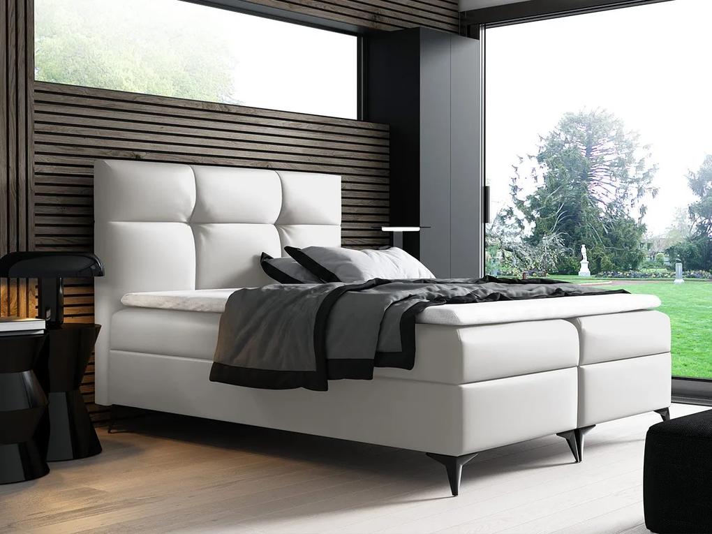 Kontinentálna posteľ Durian, Rozmer postele: 140x200, Dostupné poťahy: ekokoža Soft 017 (biela)
