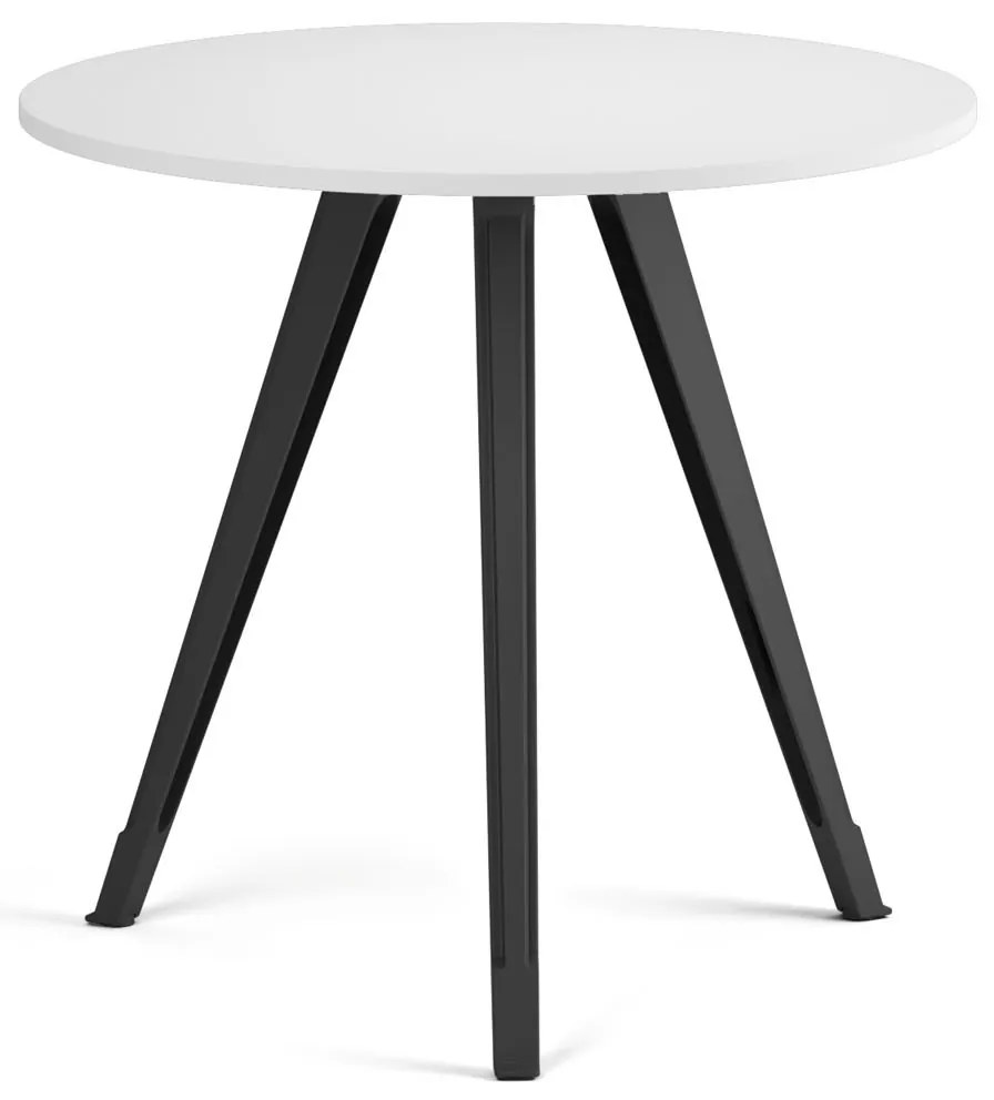 Konferenčný stôl PRIMO ZEN, priemer 80 cm, čierna podnož, biela