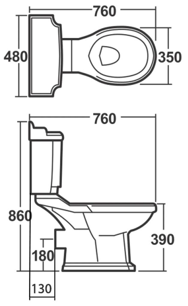Aqualine Sapho, ANTIK WC Nádržka vrátane splachovacieho mechanizmu, biela