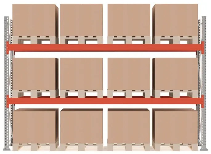 Paletový regál ULTIMATE, základná sekcia, 12 paliet, 2500x3600x1100 mm