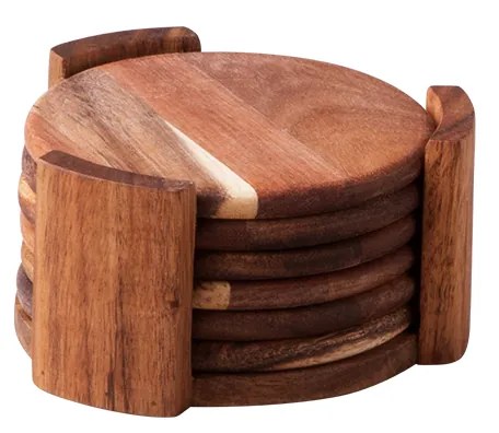 Podložky v stojane set 7ks ø 11,8 cm - FLOW Wooden - 593717