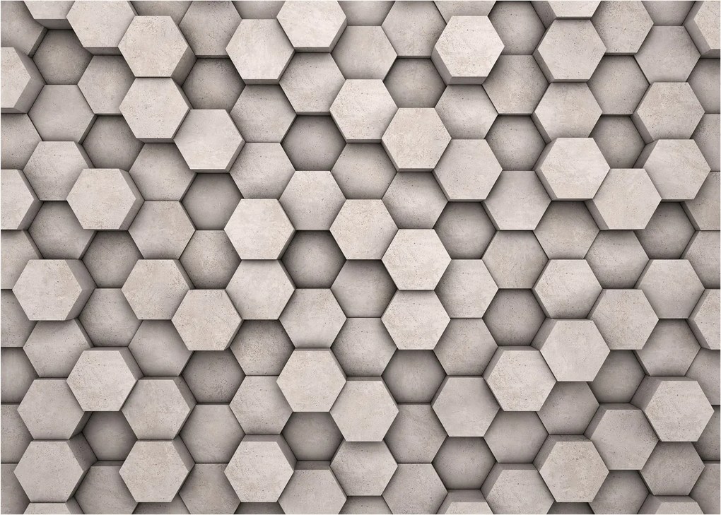 Sklenený obraz - Hexagóny v betónovom dizajne (70x50 cm)
