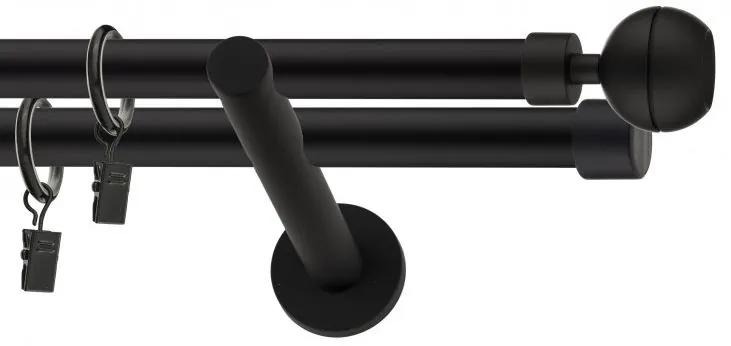 Dekorstudio Garniža dvojradová guľa OPTIC čierna-matná 19mm Dĺžka: 160cm, Typ príslušenstva: Bez príslušenstva