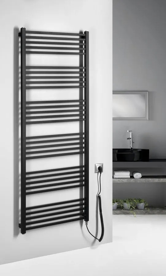 Sapho Sapho, METRO-E elektrické vykurovacie teleso, rovné, 600x1620 mm, 800 W, čierna matná, ME616B