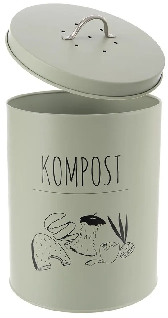 Zeller Present Plechová nádoba na kompost s filtrom, kompostér na bio odpad, GREENISH mätový