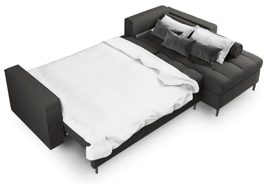 Tmavosivá rozkladacia rohová pohovka Milo Casa Santo, pravý roh