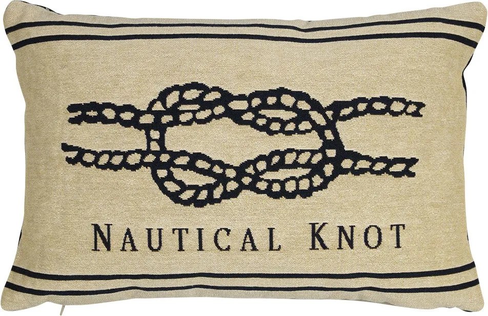 Béžovo-modrý gobelínový vankúš s uzlom Nautical knot - 45*15*30cm