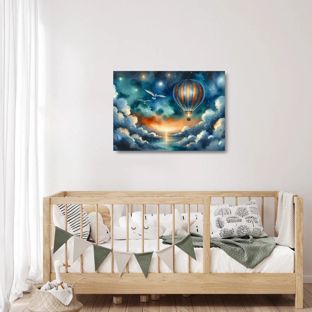 Sklenený obraz - Lietať nočnou oblohou (70x50 cm)