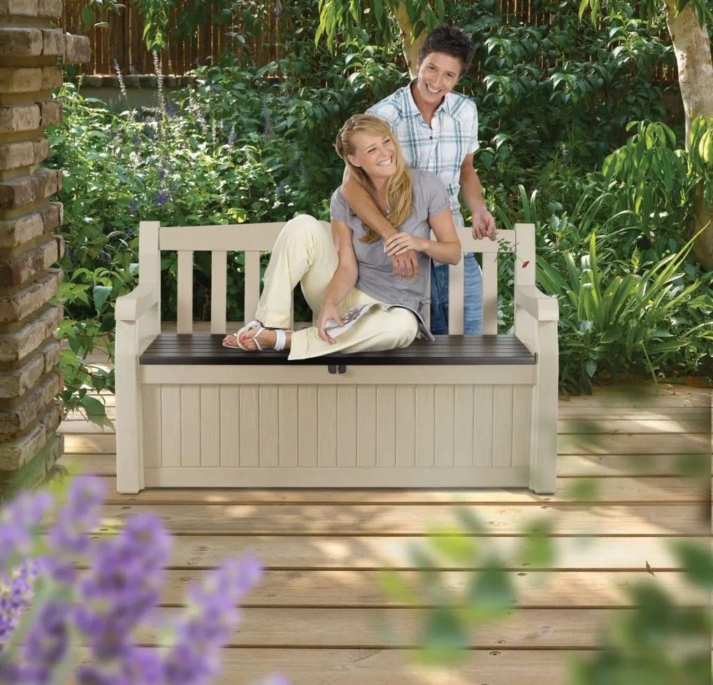 KETER EDEN GARDEN BENCH 265L úložná lavica 140 x 60 x 84 cm, béžová/hnedá 17190198