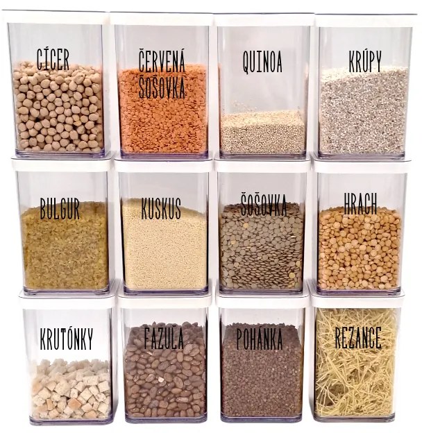 Strukoviny + Prílohy sada dóz na potraviny ROTHO LOFT 12 ks – biela