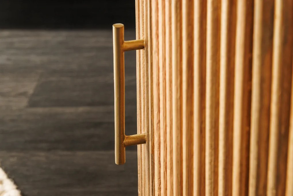 Konferenčný stolík TRES 60cm okrúhly mangovníkové drevo prírodné s bielou mramorovou doskou